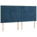 Cama box spring colchón y LED terciopelo azul oscuro 200x200 cm