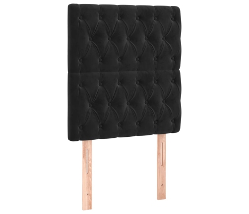 Cama box spring colchón y LED terciopelo negro 80x200 cm
