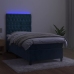 Cama box spring colchón y LED terciopelo azul oscuro 80x200 cm