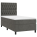 Cama box spring colchón y LED terciopelo gris oscuro 90x190 cm