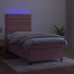 Cama box spring colchón y LED terciopelo rosa 90x200 cm