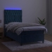 Cama box spring colchón y LED terciopelo azul oscuro 100x200 cm