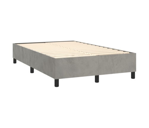 Cama box spring colchón y LED terciopelo gris claro 120x200 cm