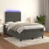 Cama box spring colchón y LED terciopelo gris oscuro 120x200 cm