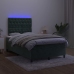 Cama box spring colchón y LED terciopelo verde oscuro 120x200cm