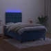 Cama box spring colchón y LED terciopelo azul oscuro 120x200 cm