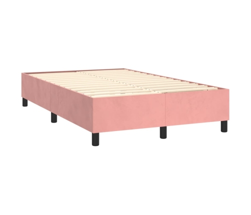 vidaXL Cama box spring colchón y LED terciopelo rosa 120x200 cm