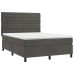 Cama box spring colchón y LED terciopelo gris oscuro 140x190 cm