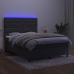 Cama box spring colchón y LED terciopelo gris oscuro 140x190 cm