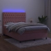 Cama box spring colchón y LED terciopelo rosa 140x190 cm