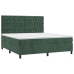 Cama box spring colchón y LED terciopelo verde oscuro 160x200cm