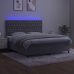 Cama box spring colchón y LED terciopelo gris claro 180x200 cm