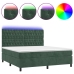 Cama box spring colchón y LED terciopelo verde oscuro 180x200cm