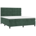 Cama box spring colchón y LED terciopelo verde oscuro 180x200cm