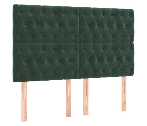 Cama box spring colchón y LED terciopelo verde oscuro 180x200cm