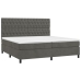 Cama box spring colchón y LED terciopelo gris oscuro 200x200 cm