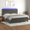 Cama box spring colchón y LED terciopelo gris oscuro 200x200 cm