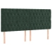 Cama box spring colchón y LED terciopelo verde oscuro 200x200cm