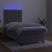 Cama box spring colchón y LED terciopelo gris claro 80x200 cm