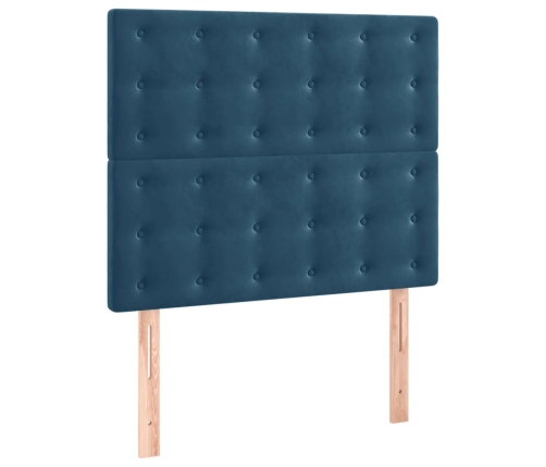 Cama box spring colchón y LED terciopelo azul oscuro 80x200 cm