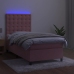 Cama box spring colchón y LED terciopelo rosa 80x200 cm