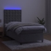 Cama box spring colchón y LED terciopelo gris claro 90x200 cm