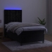 Cama box spring colchón y LED terciopelo negro 90x200 cm