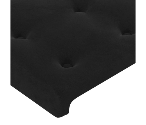 Cama box spring colchón y LED terciopelo negro 90x200 cm