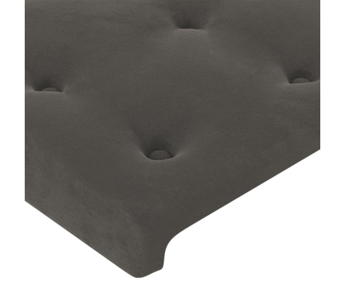Cama box spring colchón y LED terciopelo gris oscuro 100x200 cm