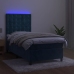 Cama box spring colchón y LED terciopelo azul oscuro 100x200 cm