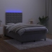 Cama box spring colchón y LED terciopelo gris oscuro 120x200 cm