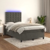 Cama box spring colchón y LED terciopelo gris oscuro 120x200 cm