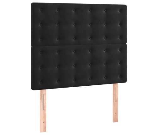 Cama box spring colchón y LED terciopelo negro 120x200 cm