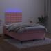 Cama box spring colchón y LED terciopelo rosa 120x200 cm