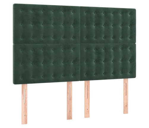 Cama box spring colchón y LED terciopelo verde oscuro 140x190cm
