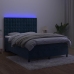 Cama box spring colchón y LED terciopelo azul oscuro 140x200 cm