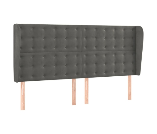 Cama box spring colchón y LED terciopelo gris oscuro 160x200 cm