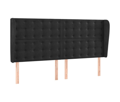 Cama box spring colchón y LED terciopelo negro 160x200 cm