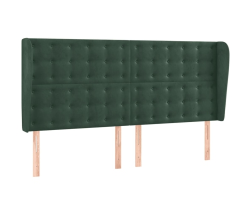 Cama box spring colchón y LED terciopelo verde oscuro 160x200cm