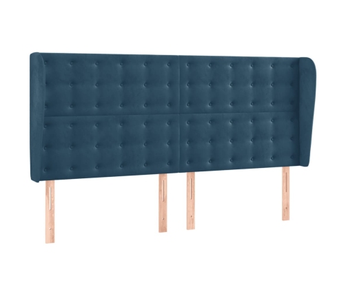 Cama box spring colchón y LED terciopelo azul oscuro 160x200 cm