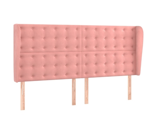 Cama box spring colchón y LED terciopelo rosa 160x200 cm