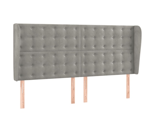 Cama box spring colchón y LED terciopelo gris claro 180x200 cm