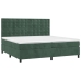 Cama box spring colchón y LED terciopelo verde oscuro 200x200cm