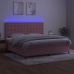 Cama box spring colchón y LED terciopelo rosa 200x200 cm