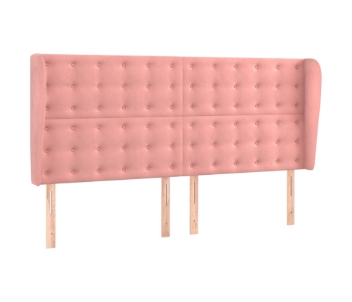 Cama box spring colchón y LED terciopelo rosa 200x200 cm