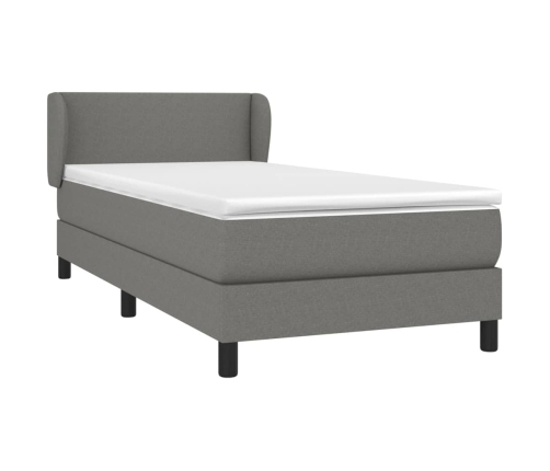 Cama box spring con colchón tela gris oscuro 90x190 cm