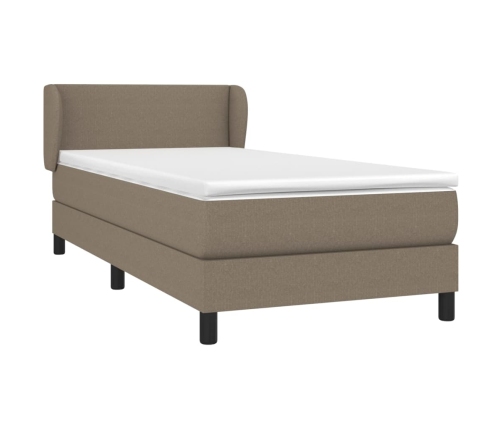 Cama box spring con colchón tela gris taupe 90x190 cm