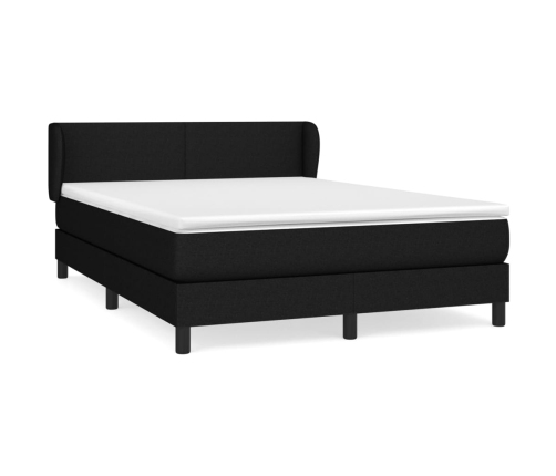 Cama box spring con colchón tela negro 140x190 cm