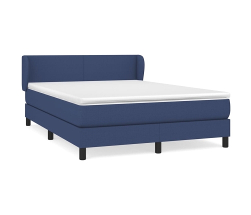 Cama box spring con colchón tela azul 140x190 cm