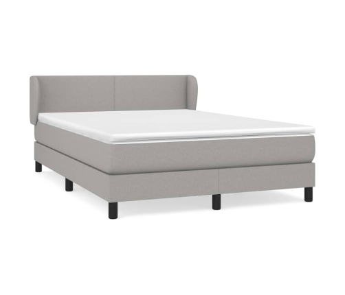 Cama box spring con colchón tela gris claro 140x200 cm
